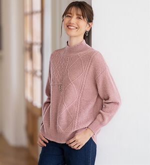 ルフラン（ルフラン）の「上質なベビーアルパカケーブルニット（ニット・セーター）」｜ローズ