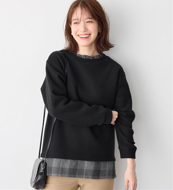 Viola e Viola（ヴィオラ エ ヴィオラ）の「あったか裏起毛異素材切替ニットソートップス（カットソー）」｜詳細画像