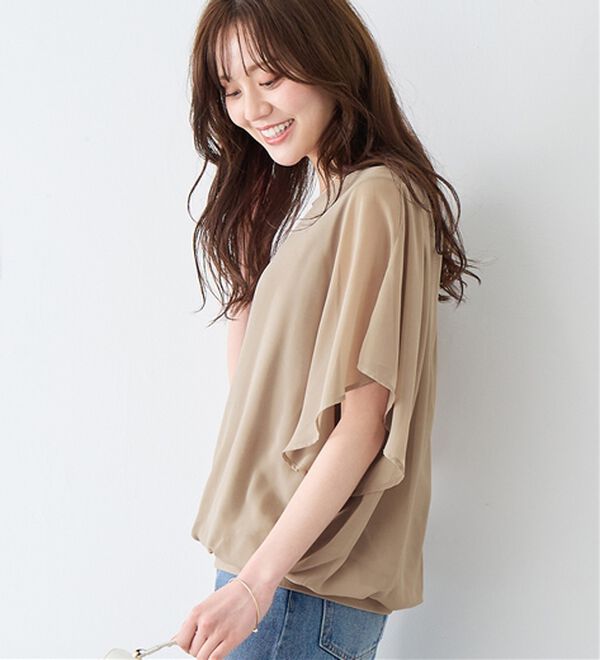 alotta（アロッタ）の「【接触冷感】カットソー裏地付ドルマンブラウス（ブラウス）」｜詳細画像