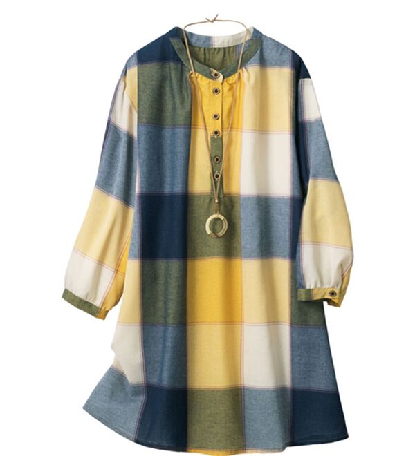 ルフラン（ルフラン）の「【３色組】さらり快適。ビッグチェック柄ブラウス（ブラウス）」｜詳細画像