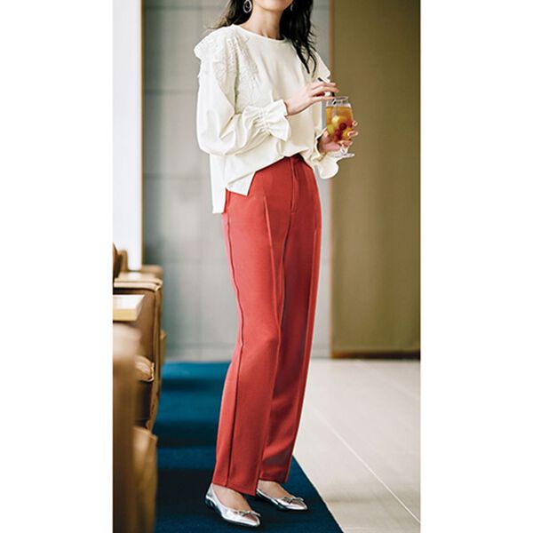 RANAN（ラナン）の「美脚カットジョーゼットタックパンツ（フルレングスパンツ）」｜詳細画像