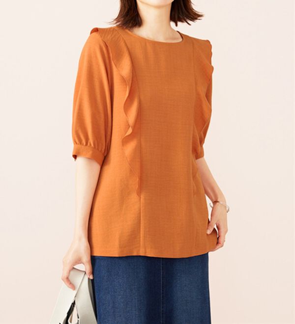 BELLUNA（ベルーナ）の「麻調合繊フリルデザインブラウス（ブラウス）」｜詳細画像