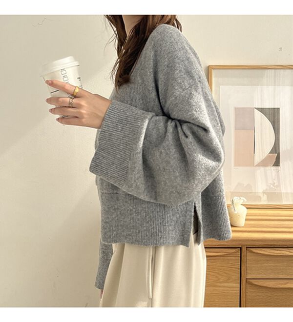 GeeRA（ジーラ）の「ふわふわ素材ワイドスリーブショートニット（ニット・セーター）」｜詳細画像