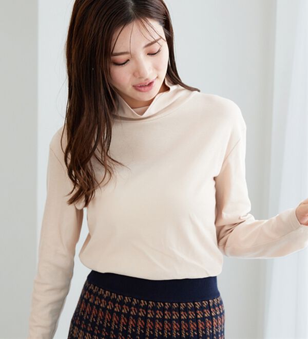 BELLUNA（ベルーナ）の「素肌想いの綿１００％シアープルオーバー（カットソー）」｜詳細画像