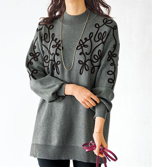 コード刺しゅうデザインニットチュニック - ベルーナ【公式】