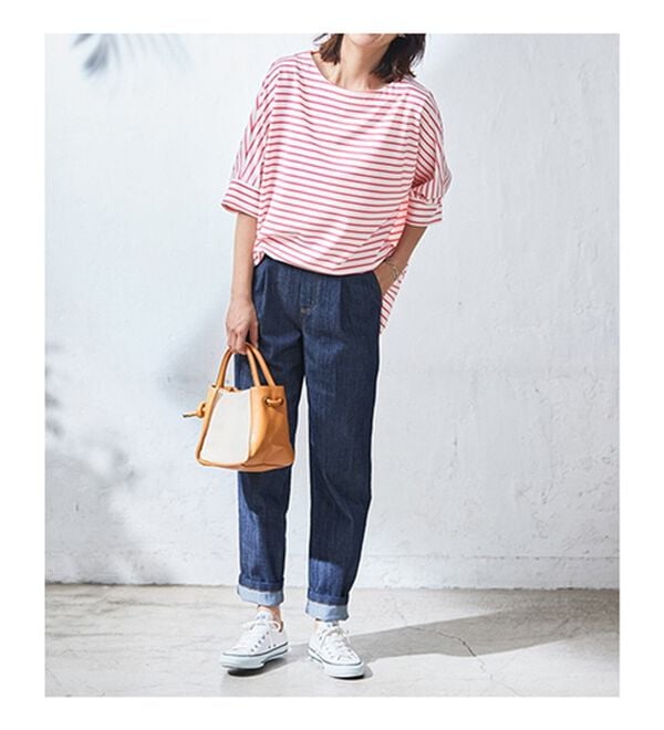 BELLUNA（ベルーナ）の「リップル素材ゆったりボーダープルオーバー（カットソー）」｜詳細画像