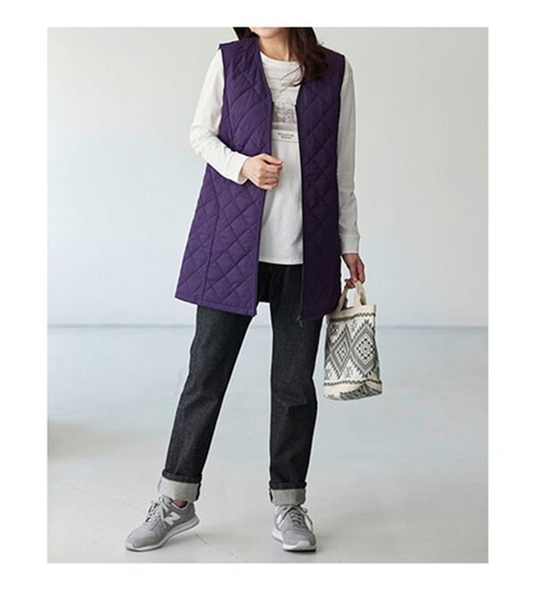 BELLUNA（ベルーナ）の「【マジ軽ウォーム】蓄熱保温キルトロングベスト（ポーチ付）（ベスト）」｜詳細画像