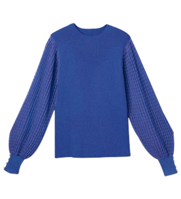 RANAN（ラナン）の「パール調ボタン付シアー袖ニットプルオーバー（ニット・セーター）」｜詳細画像