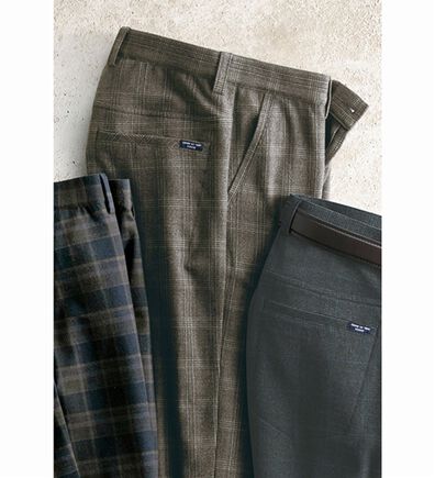 「＜コムルヴァン・オム＞チェック柄グッとラクパンツ（メンズフルレングスパンツ）」