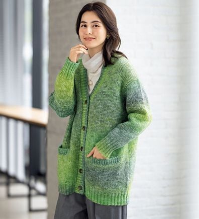 ベル様　　マリナリナルディ 大きいサイズ ニットカーディガン カーキ ベル様 マリナリナルディ 大きいサイズ ニットカーディガン カーキ