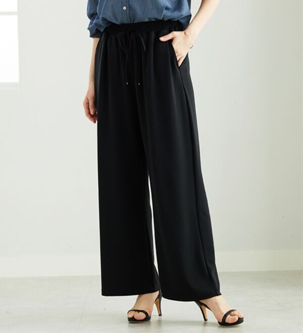 BELLUNA（ベルーナ）の「シャリさら！快適ドロストワイドパンツ（ワイドパンツ・ガウチョ）」｜詳細画像