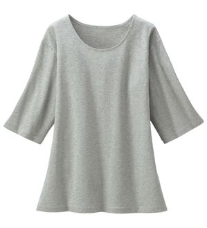 LAVIENNE（ラヴィエンヌ）の「綿１００％汗ジミ対策　ビッグ袖Ｔシャツ（Tシャツ）」｜杢グレー