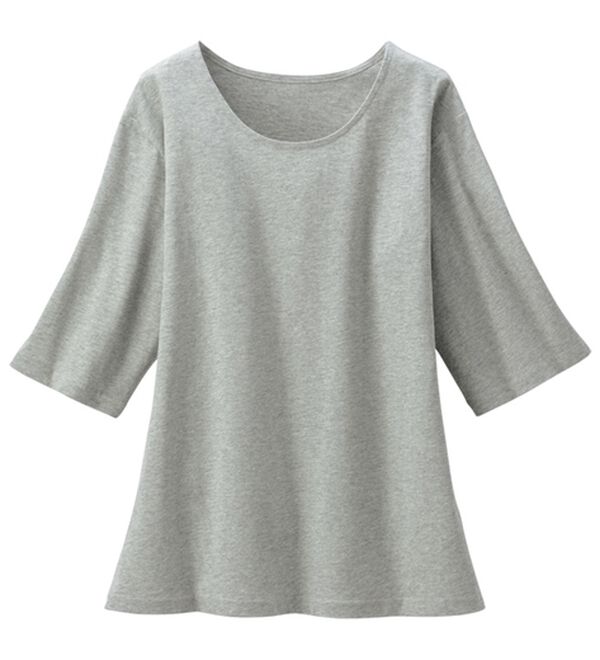 LAVIENNE（ラヴィエンヌ）の「綿１００％汗ジミ対策　ビッグ袖Ｔシャツ（Tシャツ）」｜杢グレー