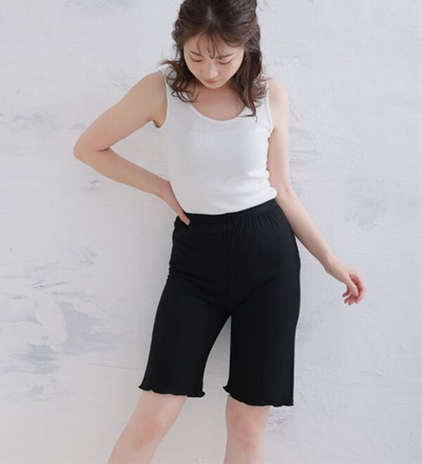 A HAPPY MARILYN（アハッピーマリリン）の「【３Ｌ～８Ｌ】＜選べる丈＞なめらかシルクタッチぺチパンツ（肌着・インナーウェア）」｜詳細画像