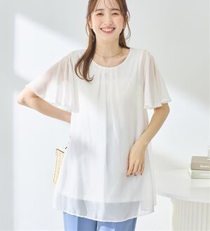 alotta（アロッタ）の「【接触冷感】インナー付シフォンタックチュニック（チュニック）」｜オフホワイト