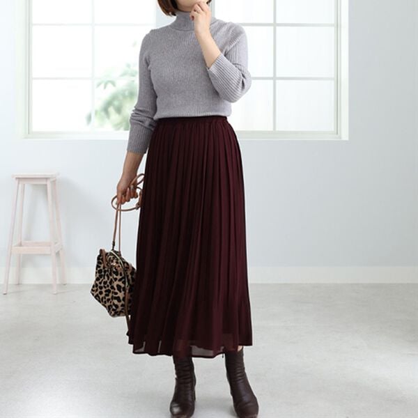 BELLUNA（ベルーナ）の「プリーツデザインカラースカート（ロングスカート）」｜詳細画像