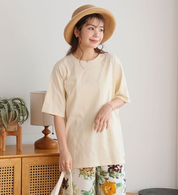 A HAPPY MARILYN（アハッピーマリリン）の「【Ｌ～８Ｌ】ＵＳＡコットン１００％ベーシックＴシャツ（Tシャツ）」｜詳細画像