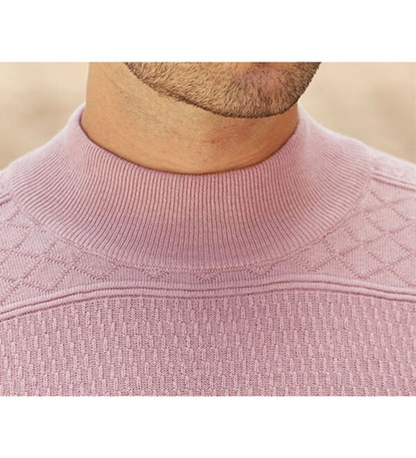 「コットンシルク編地柄セーター（メンズニット・セーター）」｜詳細画像