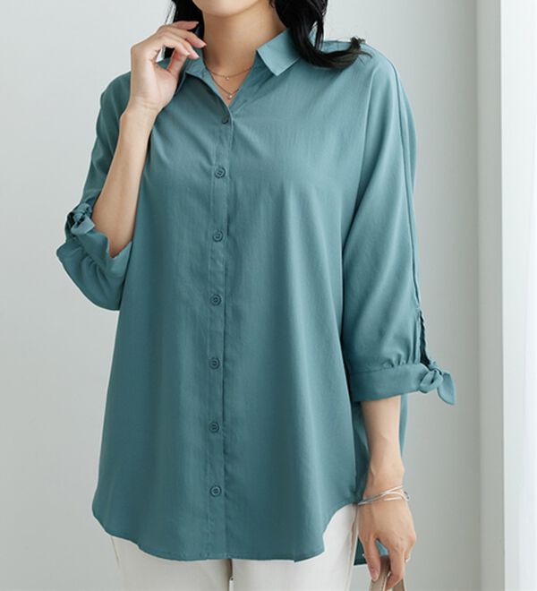 BELLUNA（ベルーナ）の「イージーケア！袖リボンシャツチュニック（チュニック）」｜詳細画像