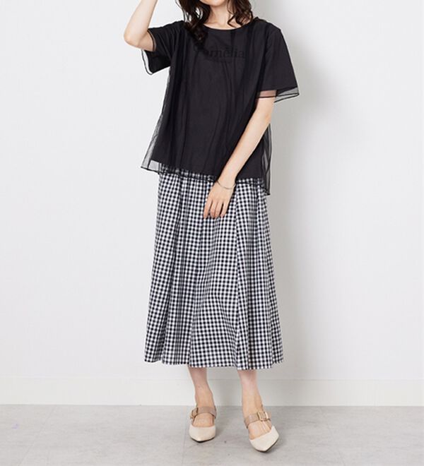 BELLUNA（ベルーナ）の「チュール重ねロゴプリントプルオーバー（カットソー）」｜詳細画像