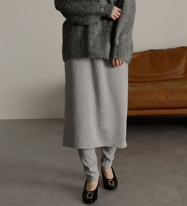 RANAN（ラナン）の「レイヤードニットソースカートパンツ（フルレングスパンツ）」｜詳細画像