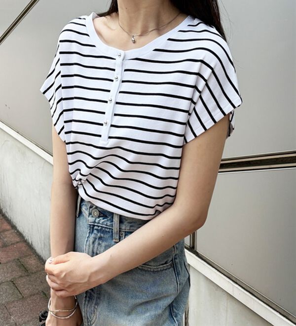 GeeRA（ジーラ）の「綿１００％前後２ＷＡＹシルケットフレンチスリーブカットソー（Tシャツ）」｜詳細画像