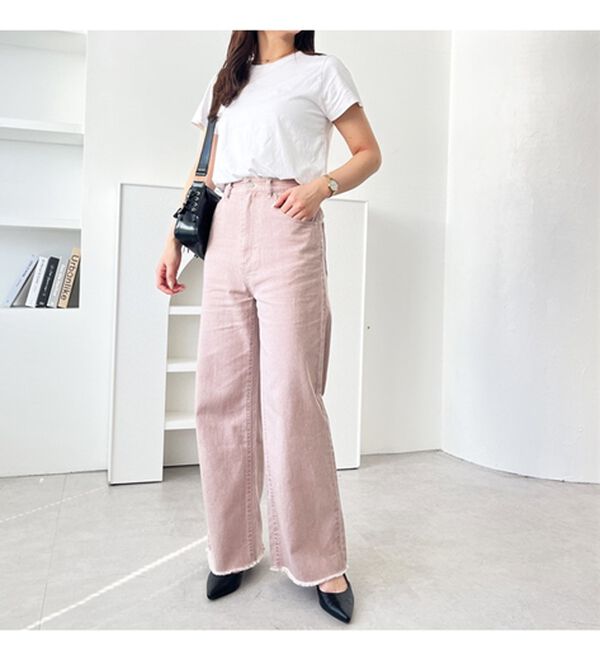 GeeRA（ジーラ）の「オリジナルパッチハイウエストデニム（ワイドパンツ・ガウチョ）」｜詳細画像