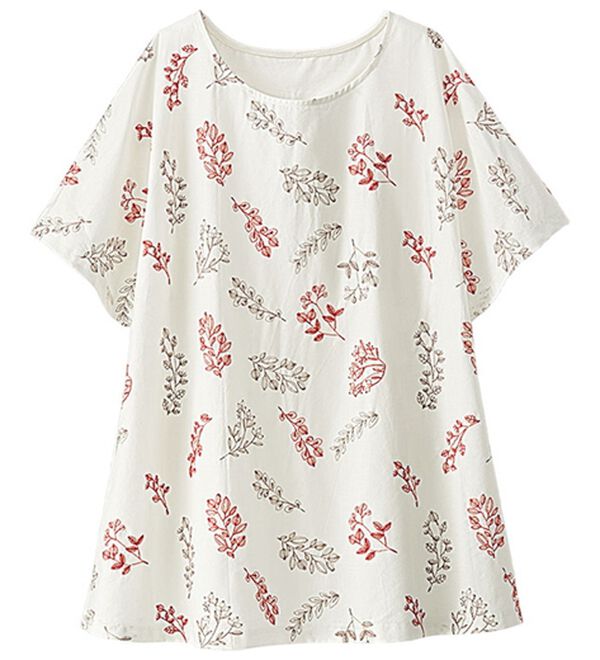 BELLUNA（ベルーナ）の「刺しゅうデザインゆったりプルオーバー（カットソー）」｜オフ白系(花)