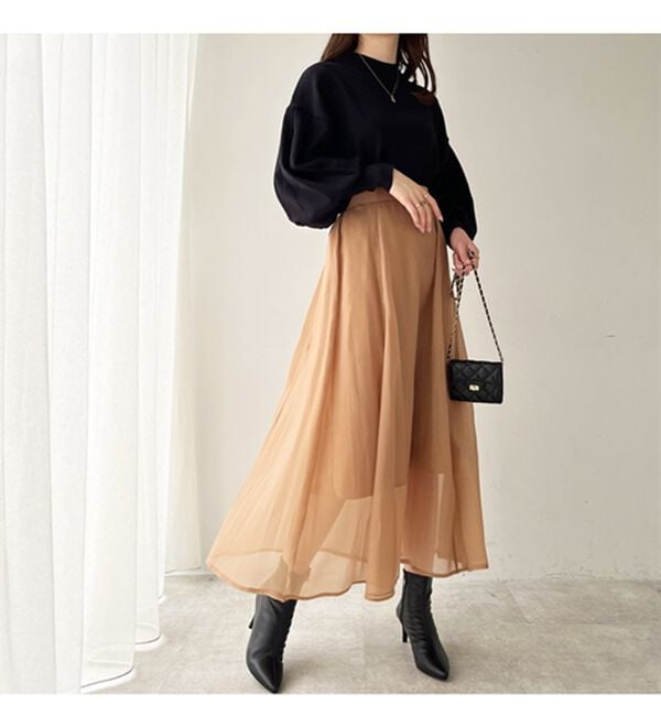 GeeRA（ジーラ）の「シアーデザインフレアーロングスカート（ロングスカート）」｜詳細画像