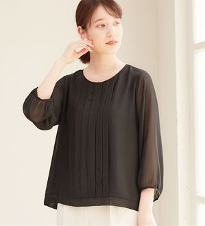 Viola e Viola（ヴィオラ エ ヴィオラ）の「タックデザインシフォンブラウス（ブラウス）」｜ブラック