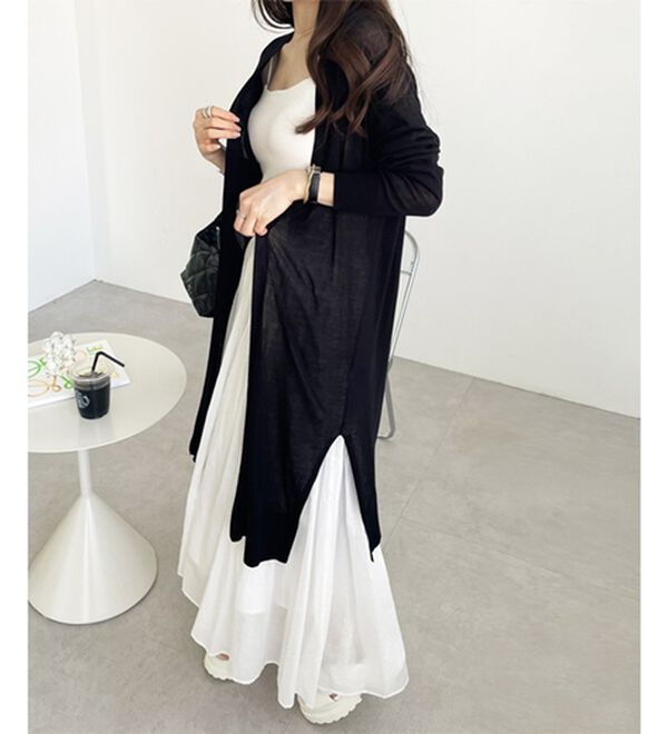 GeeRA（ジーラ）の「【3つの機能付】ロングニットカーディガン（ミディ丈）（ニットカーディガン）」｜詳細画像