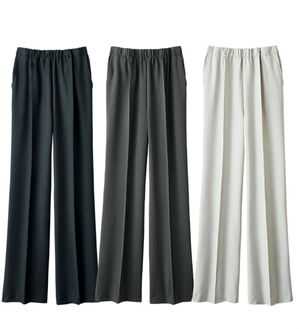 ルフラン（ルフラン）の「【３本組】日本製すっきり見えの上品フレアーパンツ（ワイドパンツ・ガウチョ）」｜詳細画像