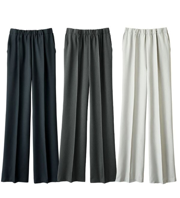 ルフラン（ルフラン）の「【３本組】日本製すっきり見えの上品フレアーパンツ（ワイドパンツ・ガウチョ）」｜詳細画像