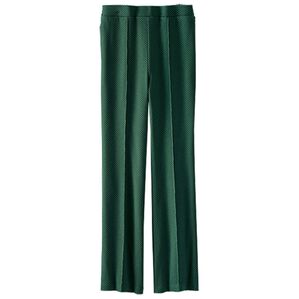 BELLUNA（ベルーナ）の「ストレッチジャカード素材フレアーパンツ（フルレングスパンツ）」｜モスグリーン