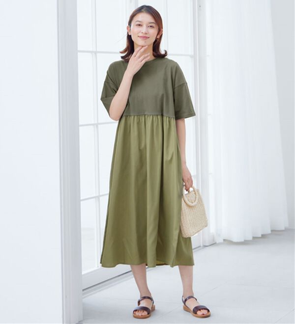 Viola e Viola（ヴィオラ エ ヴィオラ）の「さらひやりコーデ楽ちんドッキングワンピ―ス（ドッキングワンピース）」｜詳細画像
