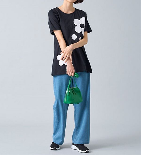 BELLUNA（ベルーナ）の「ひんやリッチコットン大人のプリントロング丈Ｔシャツ（カットソー）」｜詳細画像