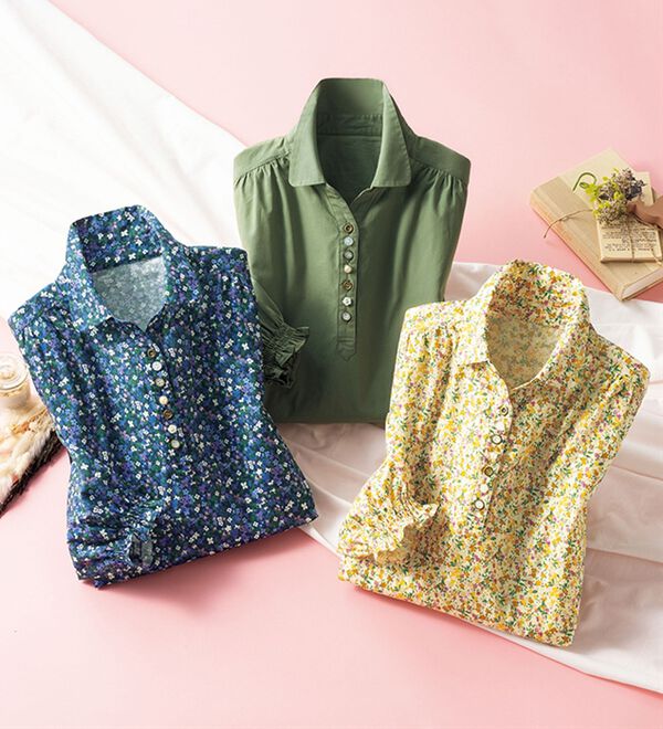 3色組】毎日着たい！綿100％小花柄ブラウス - ベルーナ【公式】