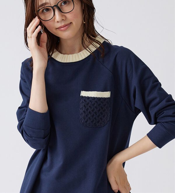 BELLUNA（ベルーナ）の「裏毛素材ニット切替プルオーバー（カットソー）」｜詳細画像