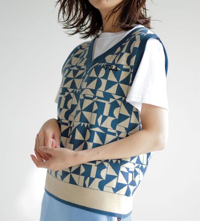 RANAN（ラナン）の「＜ＦＩＬＡ＞幾何柄ニットベスト（ベスト）」