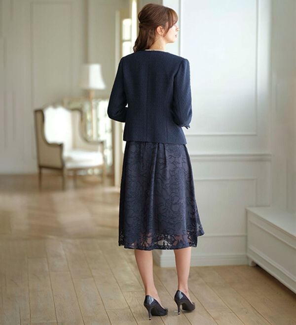 BELLUNA（ベルーナ）の「花柄オパール素材ワンピースアンサンブル（ワンピースセットスーツ）」｜詳細画像