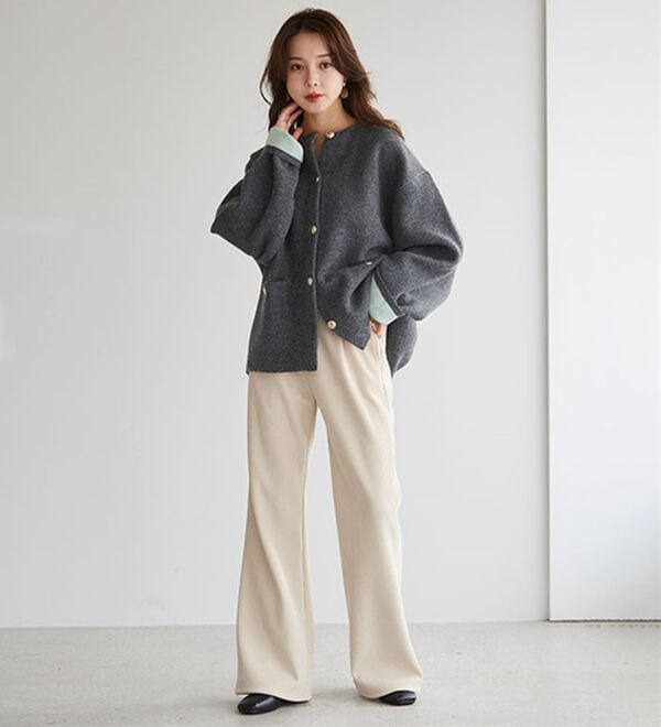 RANAN（ラナン）の「あったか裏ベロアニットコールフレアパンツ（フルレングスパンツ）」｜詳細画像