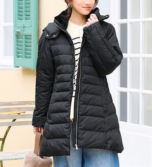 BELLUNA（ベルーナ）の「細見え！フレンチダウン使いロング丈コート（ロングコート）」｜黒