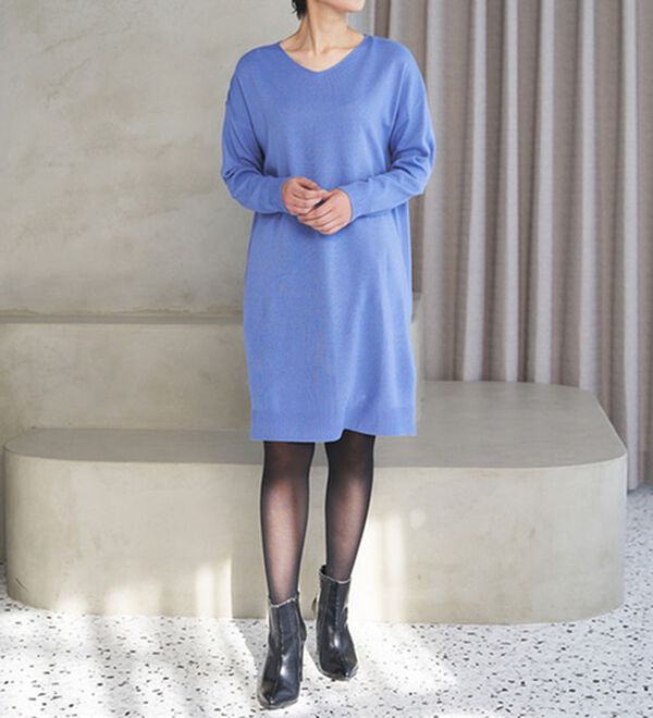 RANAN（ラナン）の「カシミヤタッチニットチュニックワンピース（チュニック）」｜詳細画像