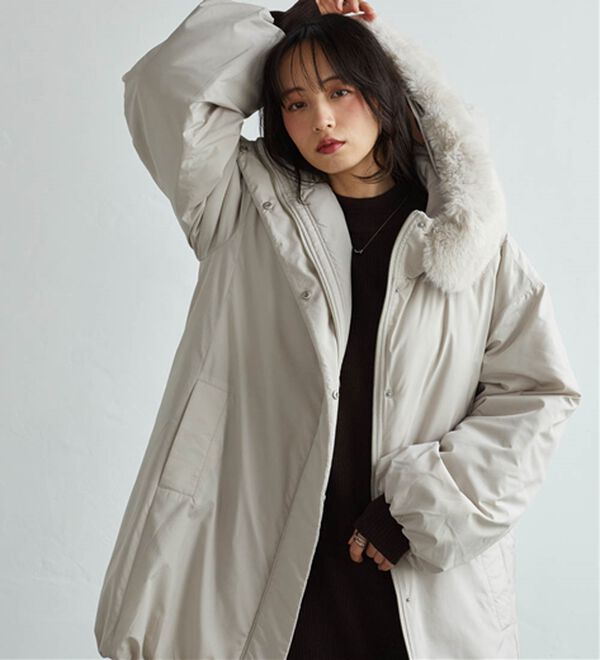 RANAN（ラナン）の「ミドル丈フードファー中わたダウンコート（ハーフコート）」｜詳細画像