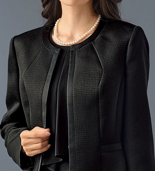 BELLUNA（ベルーナ）の「洗える防シワ！北陸ジャカード素材千鳥柄ワンピースアンサンブル（ブラックフォーマル（喪服・礼服））」｜詳細画像