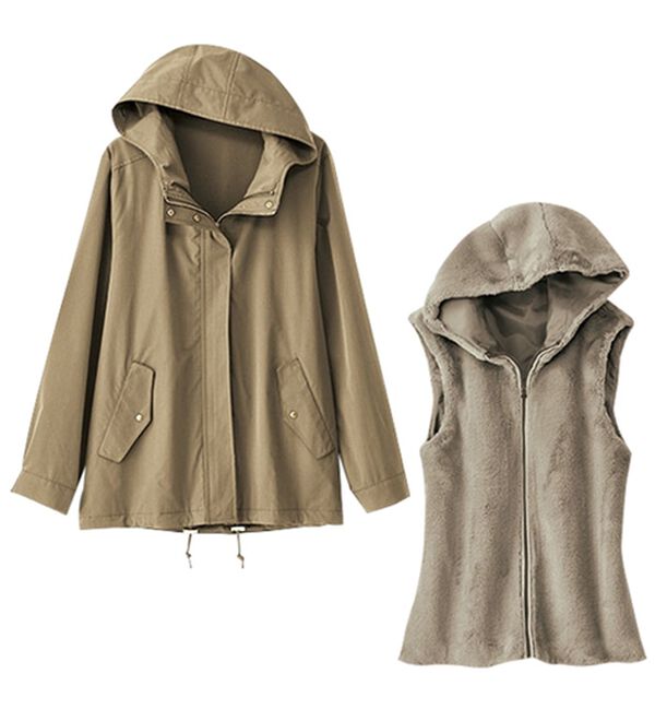 BELLUNA（ベルーナ）の「２枚組！秋冬に使える万能アウター（ハーフコート）」｜詳細画像