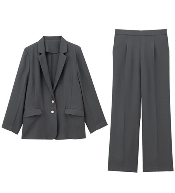 GeeRA（ジーラ）の「【２点セット】２ボタンボックスジャケットセットアップ（パンツスーツ）」｜詳細画像