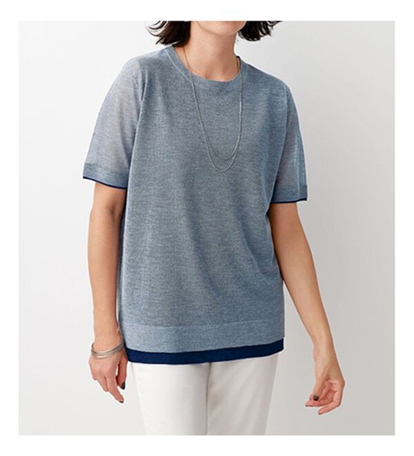 BELLUNA（ベルーナ）の「重ね着風配色シアーニットプルオーバー（ニット・セーター）」｜詳細画像