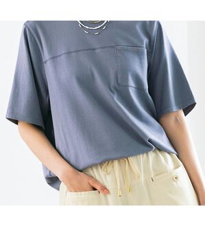 ルフラン（ルフラン）の「＜ｆｕ－ｕ＞日本製　綿１００％ステッチプルオーバー（カットソー）」｜スモークブルー