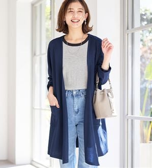 Viola e Viola（ヴィオラ エ ヴィオラ）の「UVカットカーディガン＜ロング丈・ミドル丈＞（その他カーディガン）」｜ネイビーブルー／ロング丈